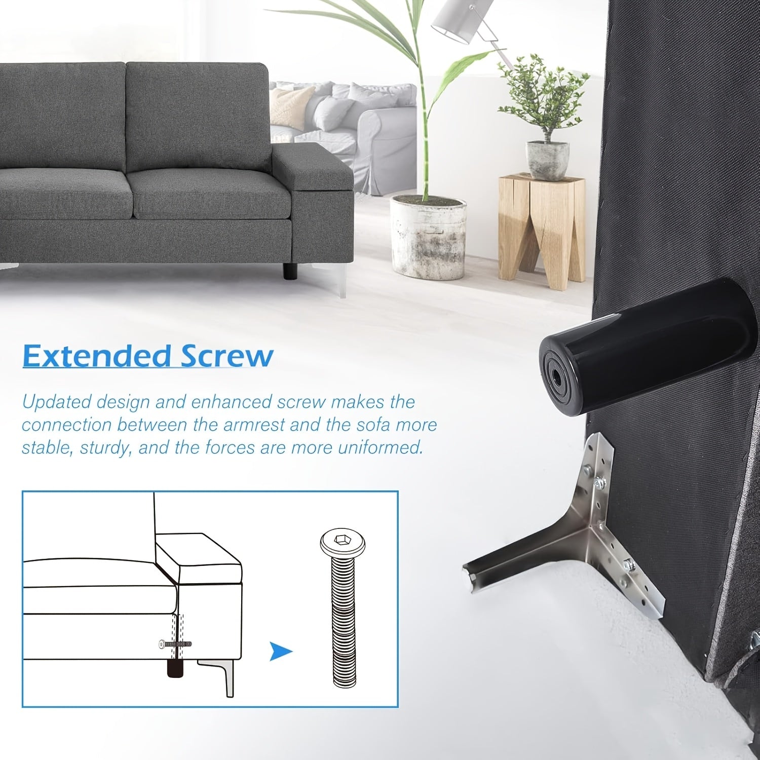"Grey L-shaped sofa with ottoman and storage, perfect for small apartments."