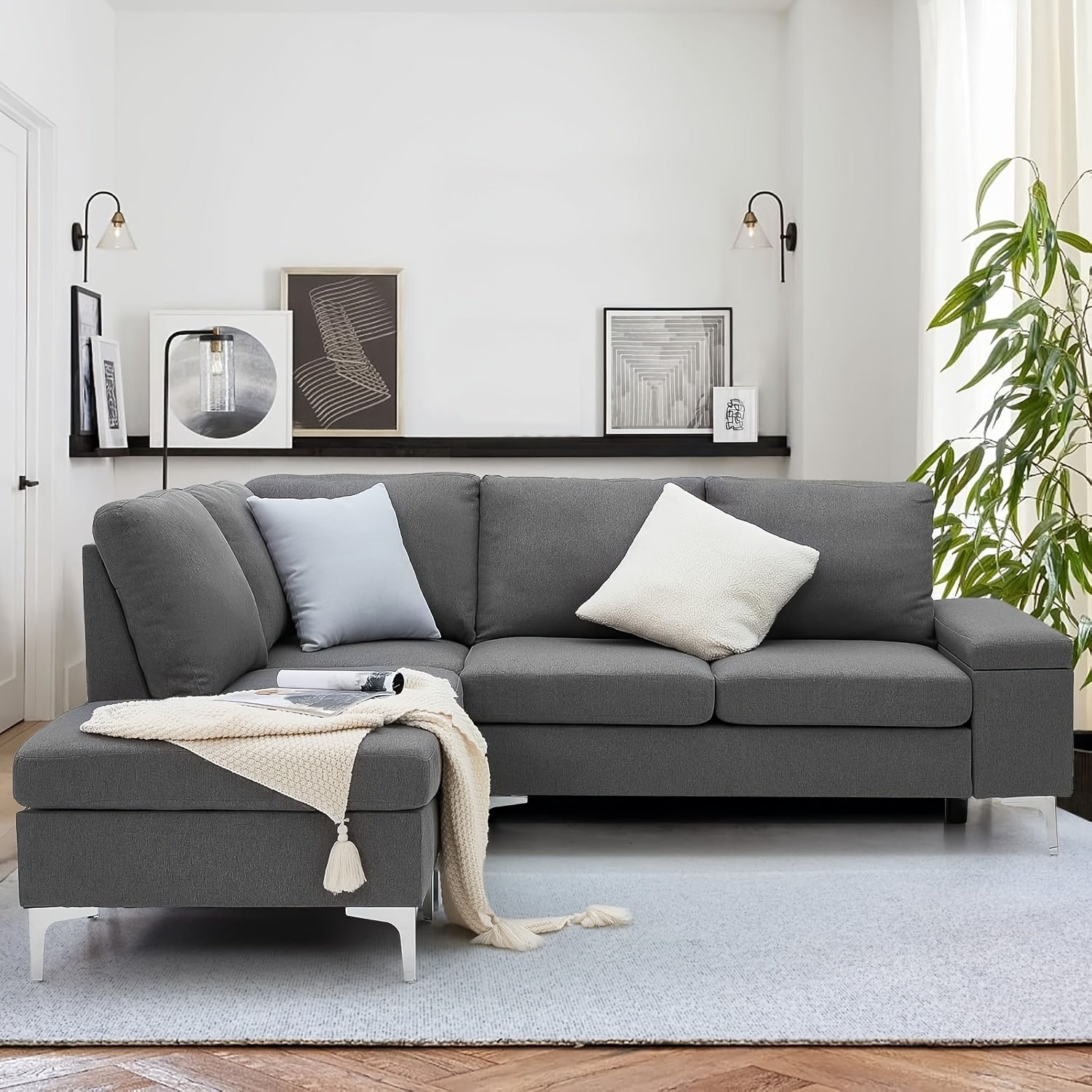 "Versatile grey corner couch with storage, adding elegance to living spaces."