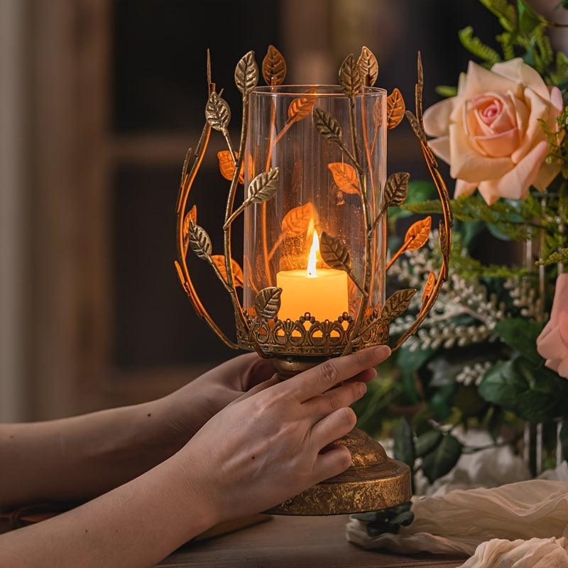 Antique-style cast iron candle holder for home and holiday decor.