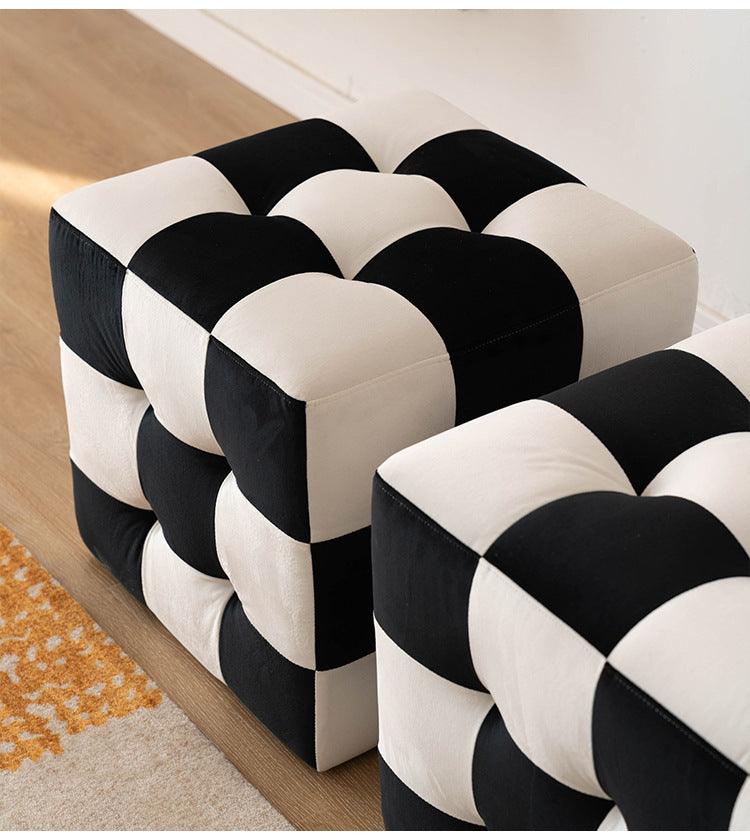 Add a Touch of Playful Elegance: Stool Black and White Chessboard Chair – Elevate Your Space with Modern and Chic Monochrome Seating - In home decor