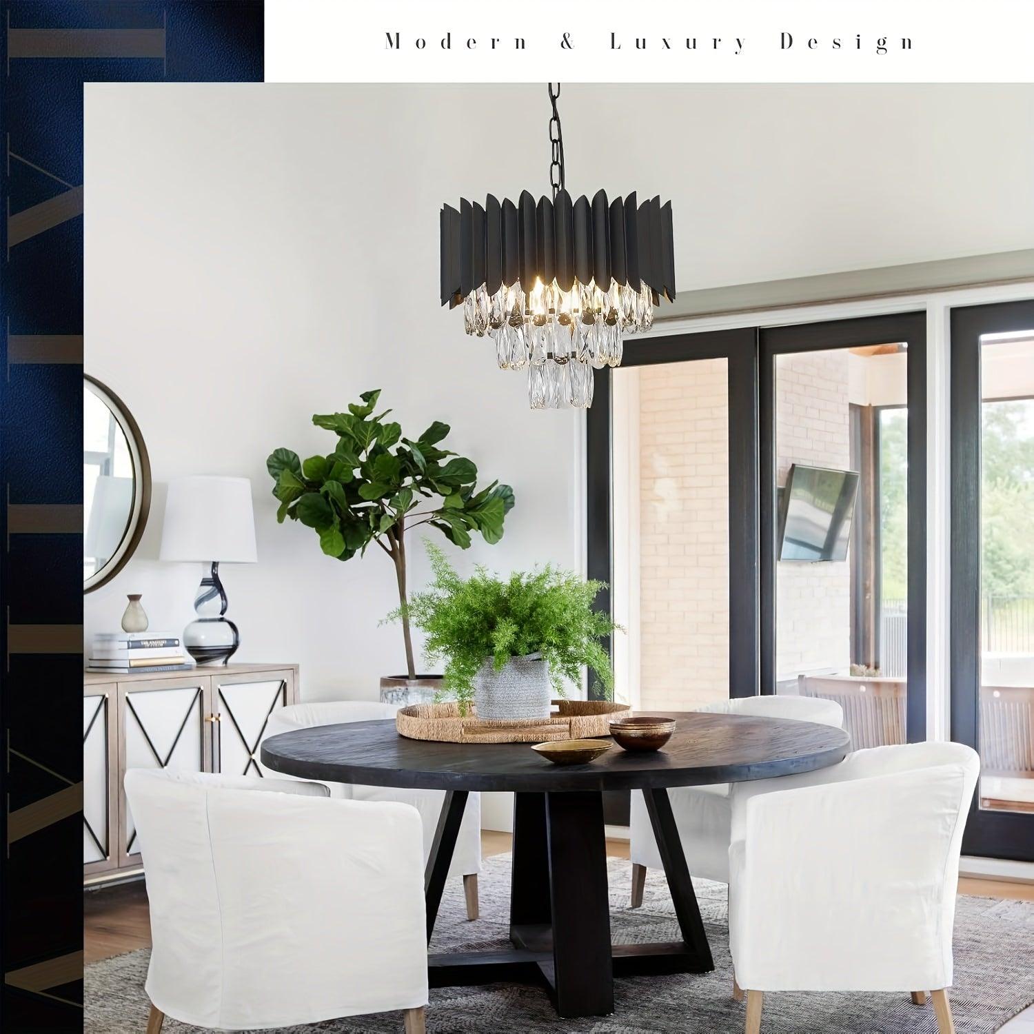 Luxurious 3-tier flush mount crystal chandelier for bedrooms.