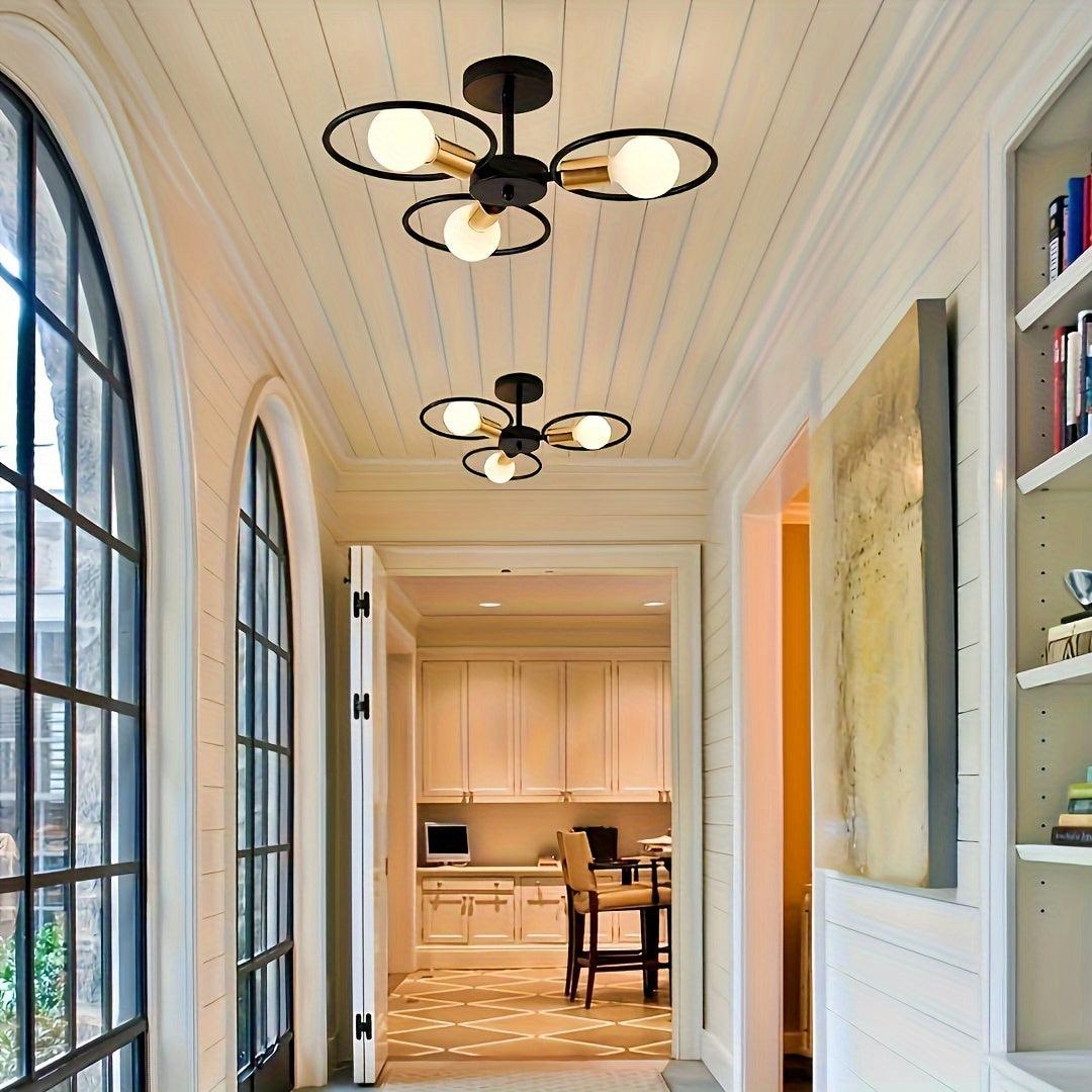 Semi flush mount metal chandelier for low and medium-height ceilings.