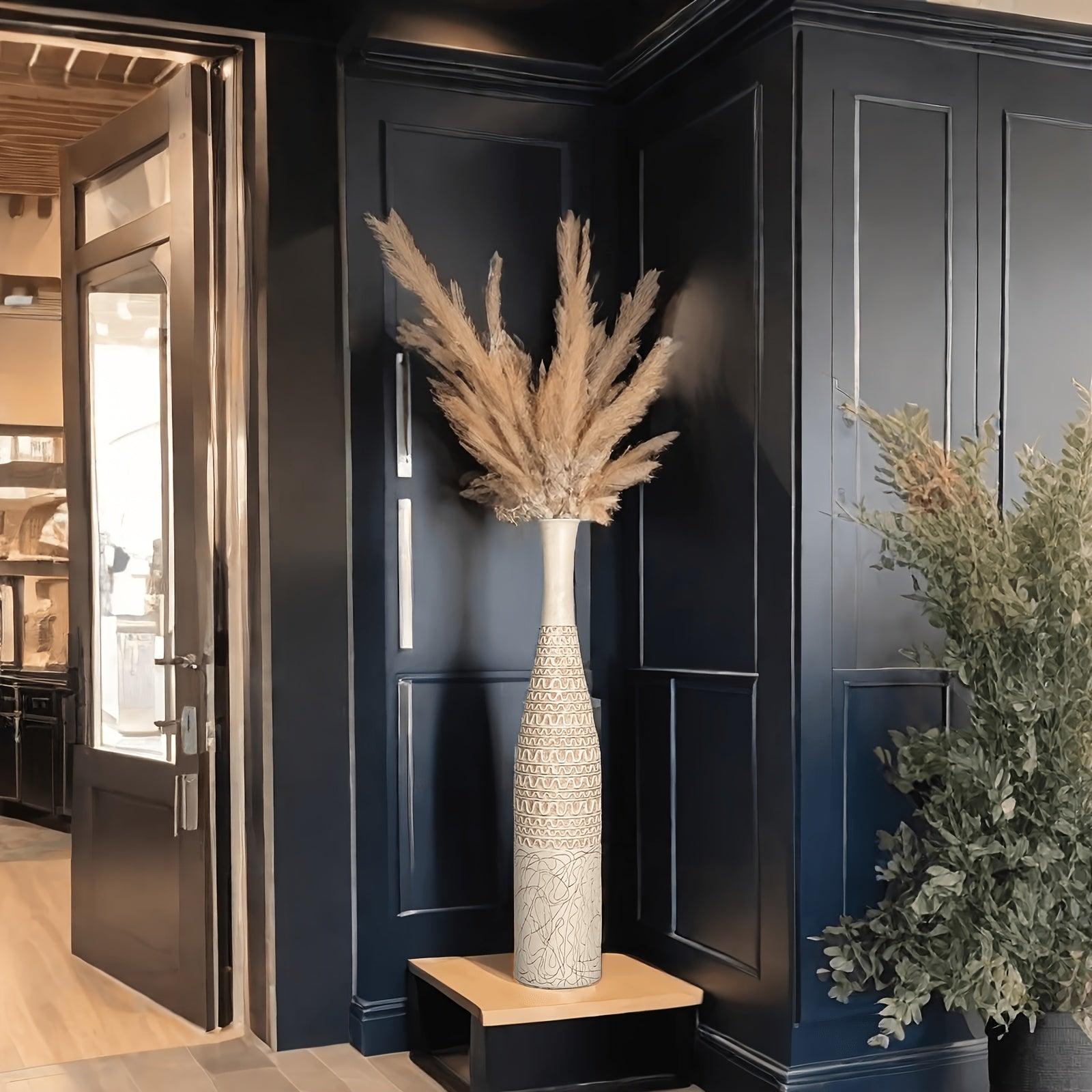 Bohemian Tall Slim Striped Resin Vase - Classic Cylinder Flower Vase - In home decor