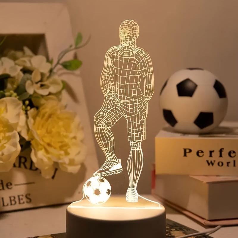 LED Soccer Player Illusion Night Light – Touch-Control Acrylic Desk Lamp - In home decor
