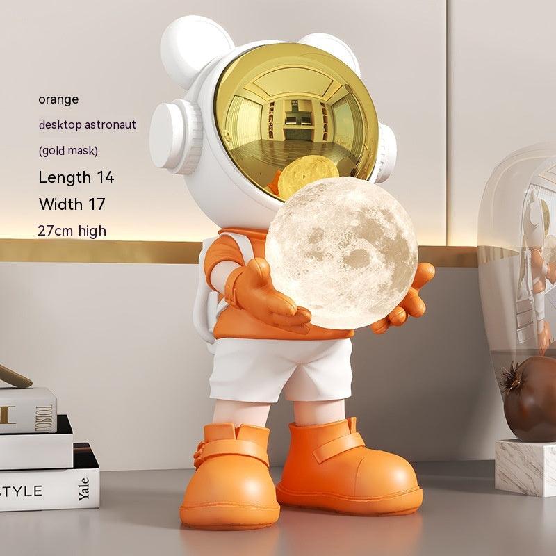 Illuminate Your Space with Whimsy – Space Bear Decoration Moon Night Light Home Decor - In home decor