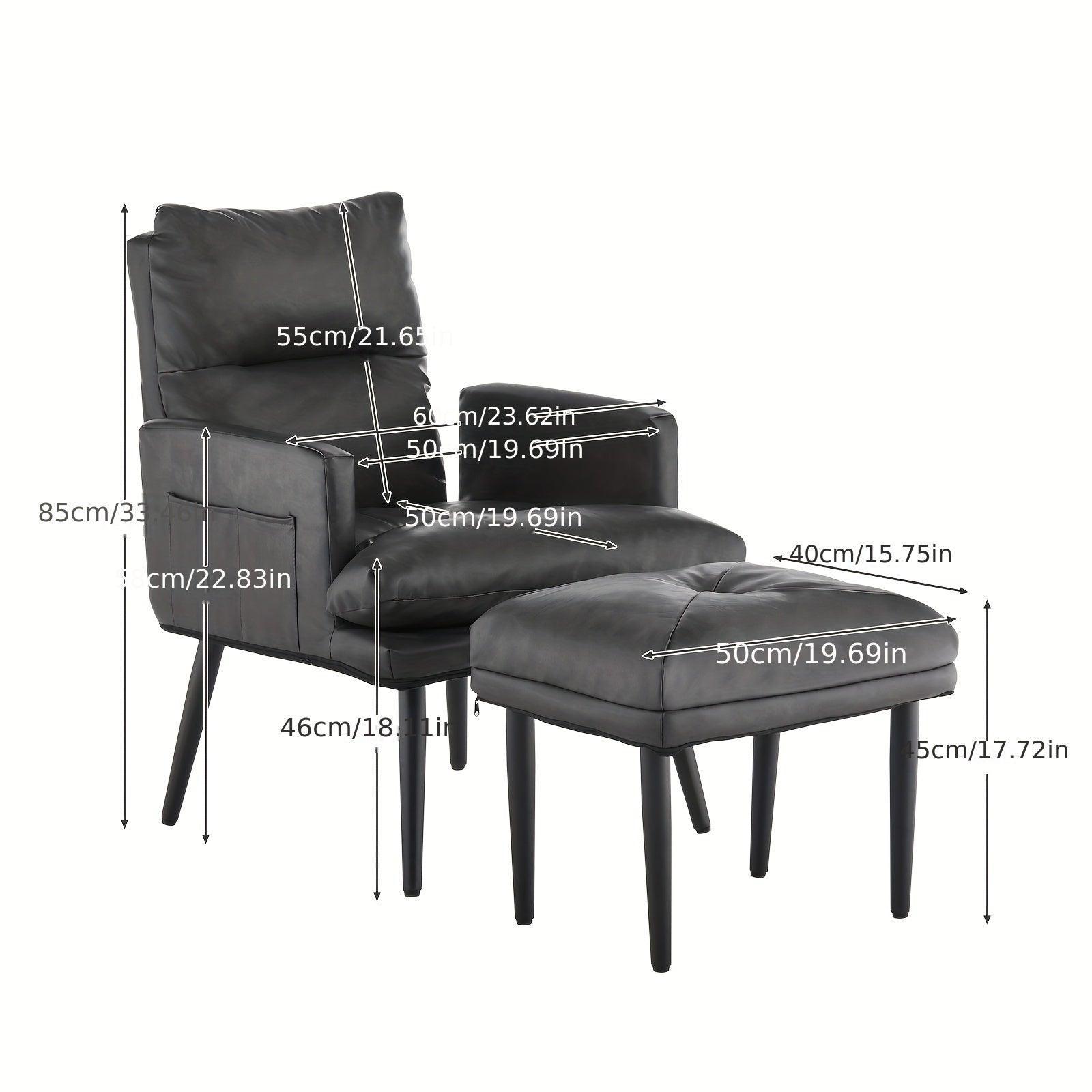 Living room accent chair with footstool for optimal comfort and support.