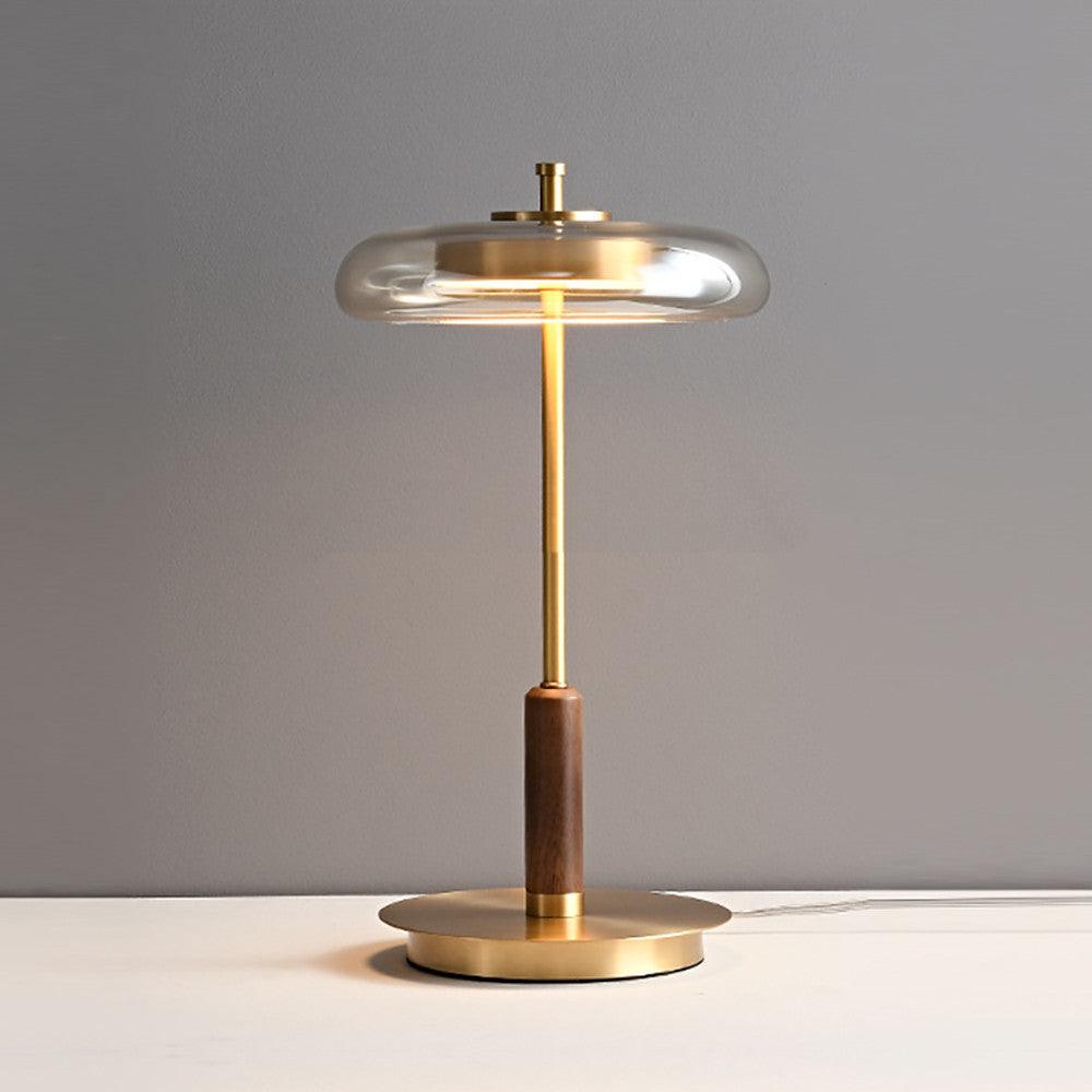 Brass Walnut Wood Table Lamp: A Fusion of Elegance and Natural Beauty - In home decor
