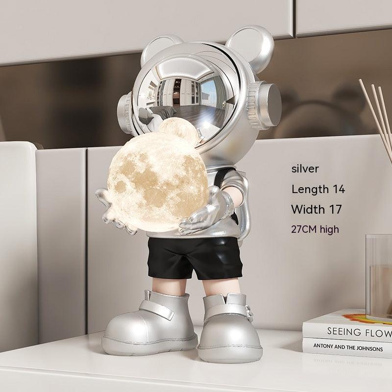 Illuminate Your Space with Whimsy – Space Bear Decoration Moon Night Light Home Decor - In home decor