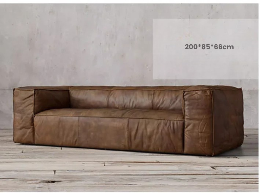 Luxury Italian Leather Sofa – Nordic Design in Rich Brown Cowhide