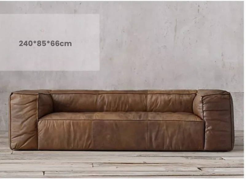 Luxury Italian Leather Sofa – Nordic Design in Rich Brown Cowhide