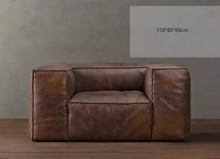 Luxury Italian Leather Sofa – Nordic Design in Rich Brown Cowhide