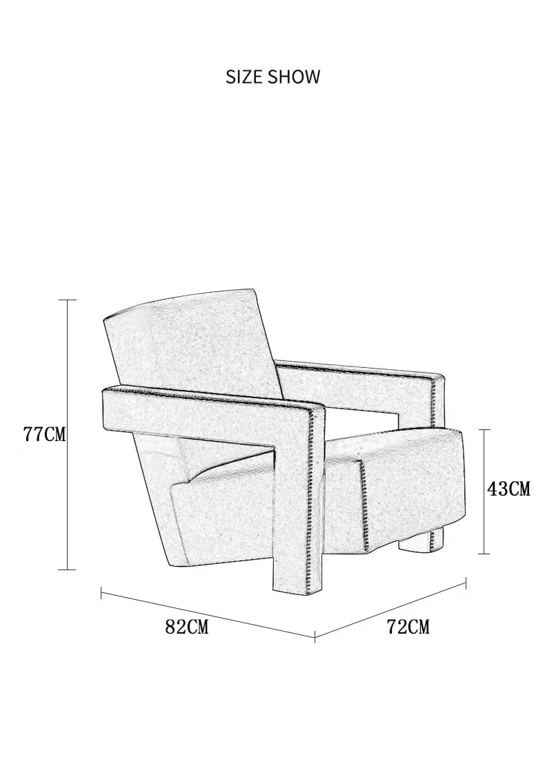 Measurement chart of a chair with dimensions labeled