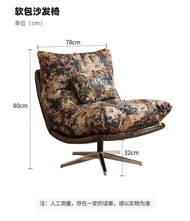 Swivel Lounge Chair – Ergonomic Modern Throne in Cotton & Linen Fabric
