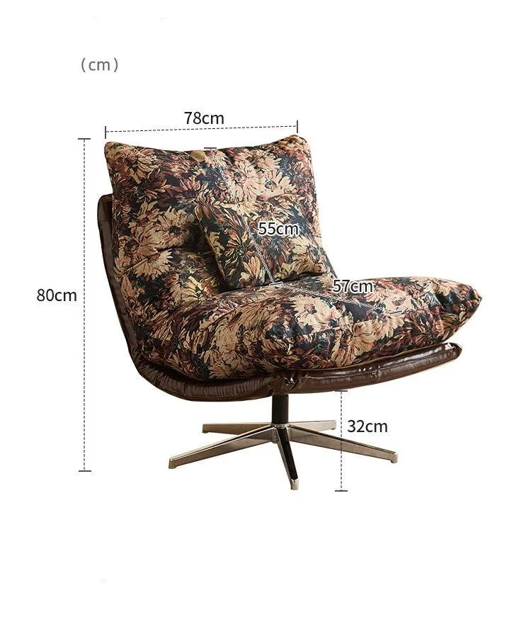 Swivel Lounge Chair – Ergonomic Modern Throne in Cotton & Linen Fabric
