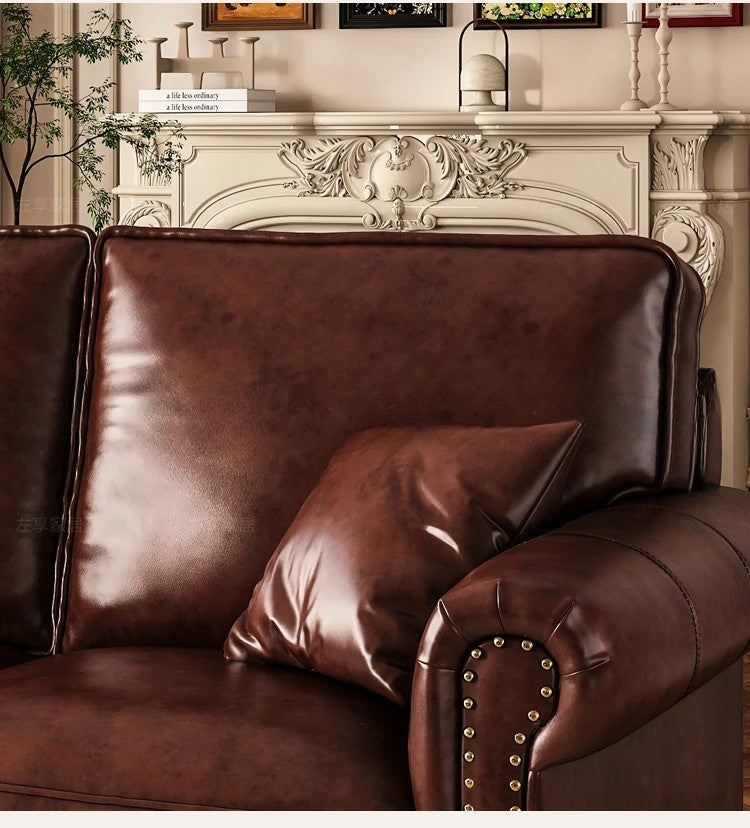 Luxury Oil-Wax Leather Sofa – Scandinavian Comfort Meets Moroccan Flair