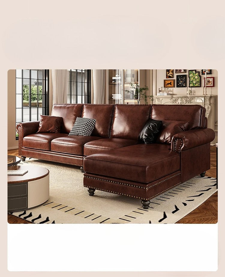 Luxury Oil-Wax Leather Sofa – Scandinavian Comfort Meets Moroccan Flair