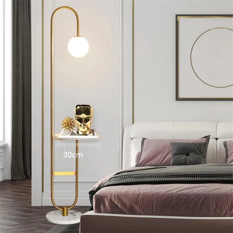 Nordic Glass LED Standing Lamp Bedroom Hotel Room Tea Table Floor Lamps Home Decor Creative Modern Simple Living Room Floor Lamp