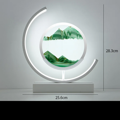 Contemporary geometric desk lamp with glowing light and adjustable brightness for workspace.