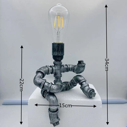 Creative Iron Pipe Industrial Retro Style Robot Table Lamp: Illuminate Your Space with Unique Charm - In home decor