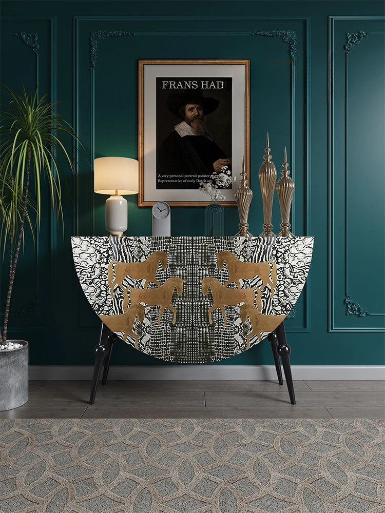 Decorative table with gold animal patterns 