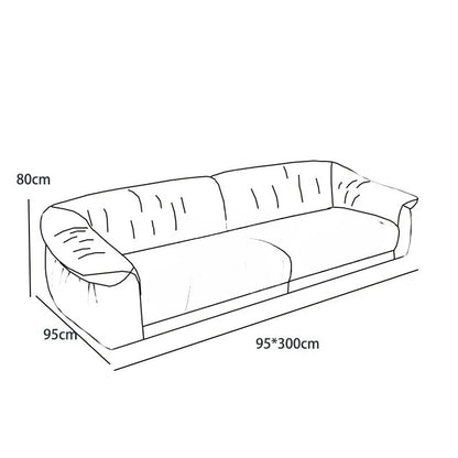 Line drawing of a sofa with dimensions labeled