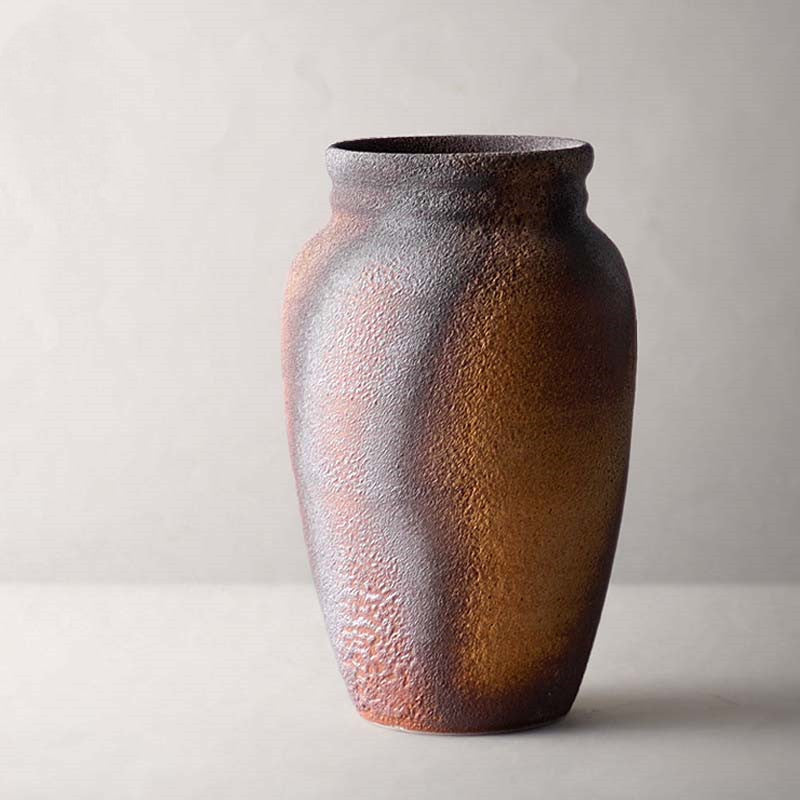 Embrace Authenticity with Handmade Japanese Style Wood-fired Stoneware Vase - In home decor