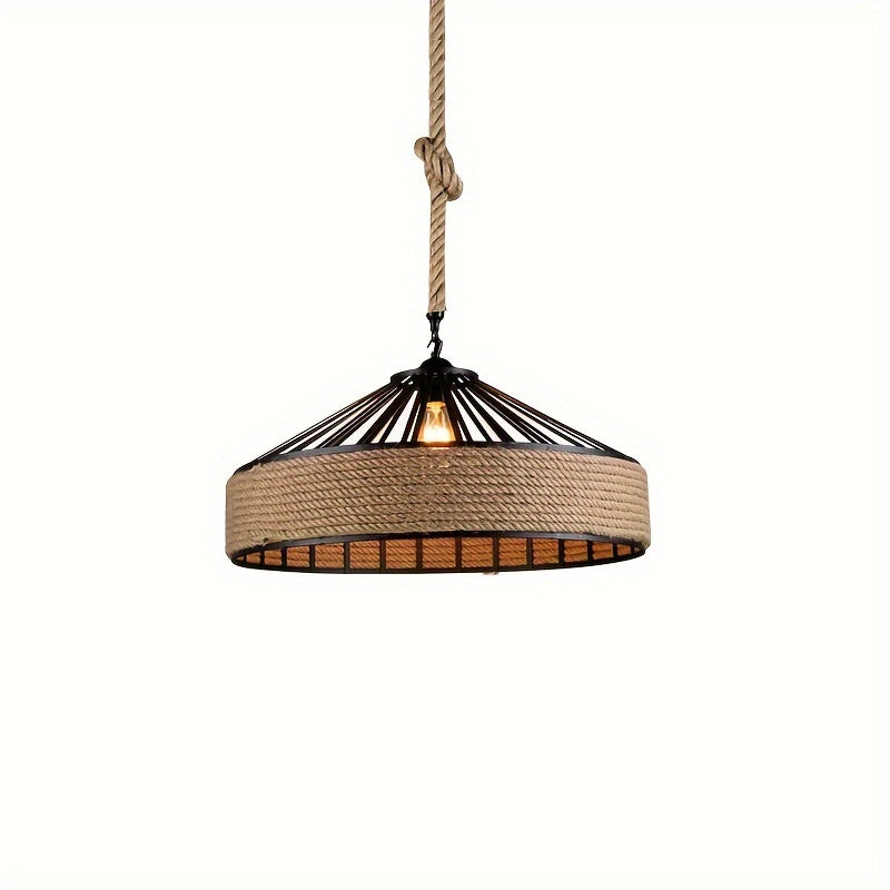 Vintage farmhouse woven dome pendant light for living rooms.