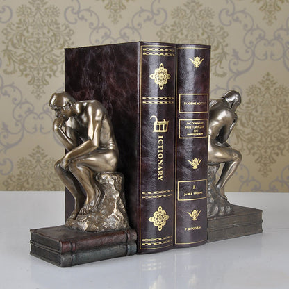 Introducing our high-end Thinker Ornaments Bookends, a creative and sophisticated addition to elevate your bookshelf or display space. - In home decor