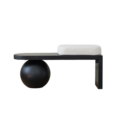 Modern bench with a spherical base on a white background