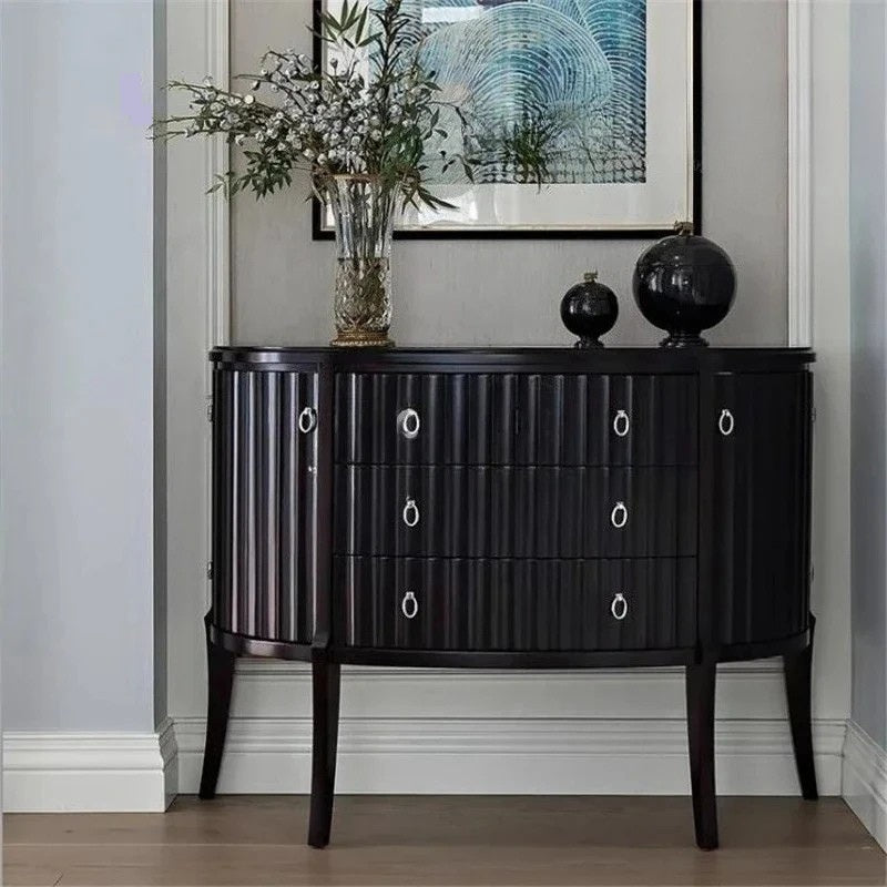 French Solid Wood Foyer Cabinet – Light Luxury Neo-Classical Chest Cabinet