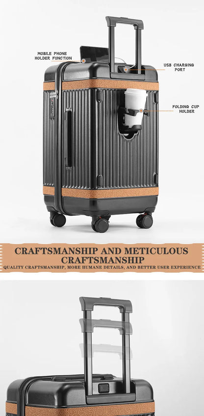 “BY spinner luggage with TSA lock in airport terminal”