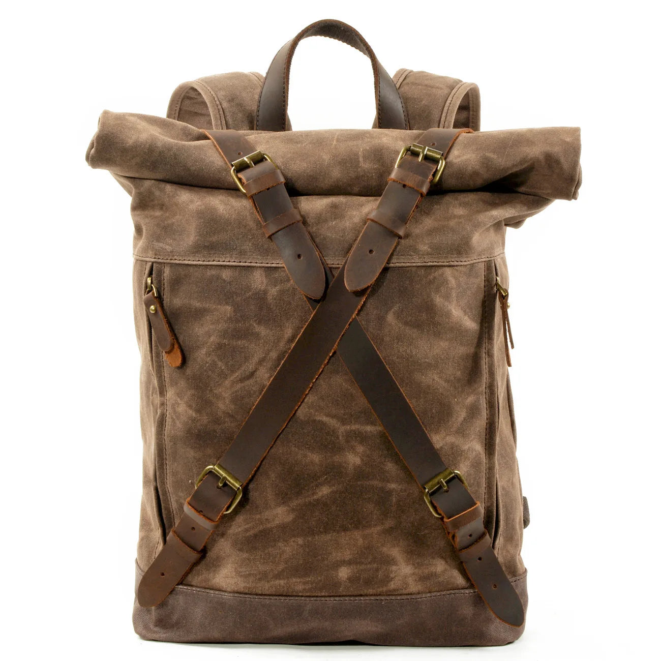 Retro unisex travel backpack in coffee colour