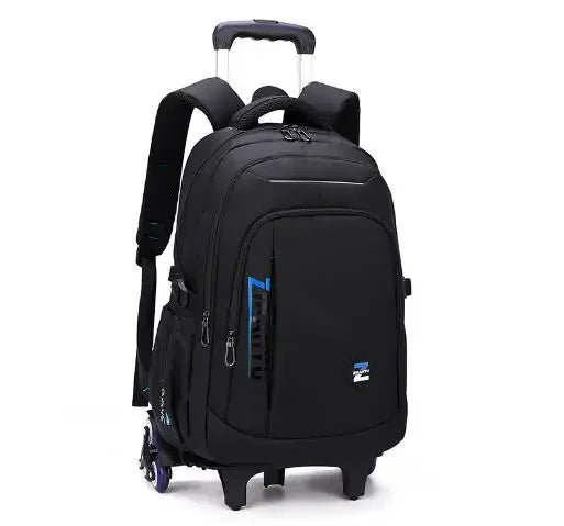 Black rolling backpack on a white background