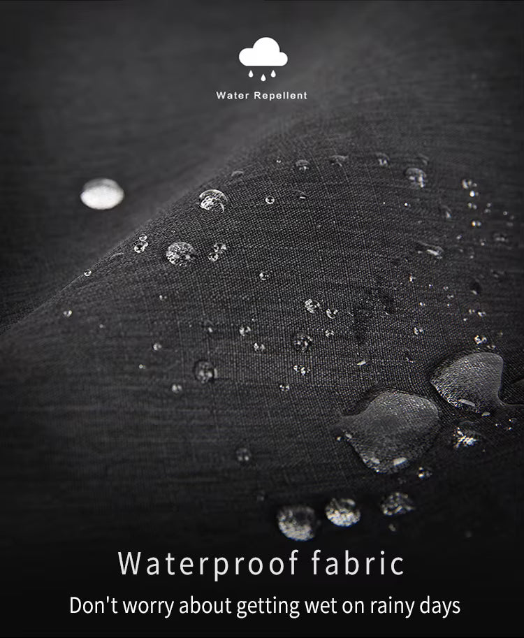 Waterproof fabric with water droplets on a dark background