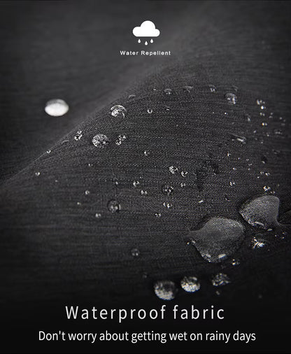 Waterproof fabric with water droplets on a dark background