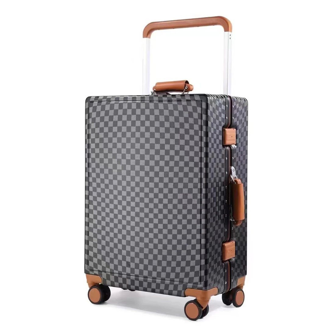 Close-up of spinner wheels and fixed caster combo