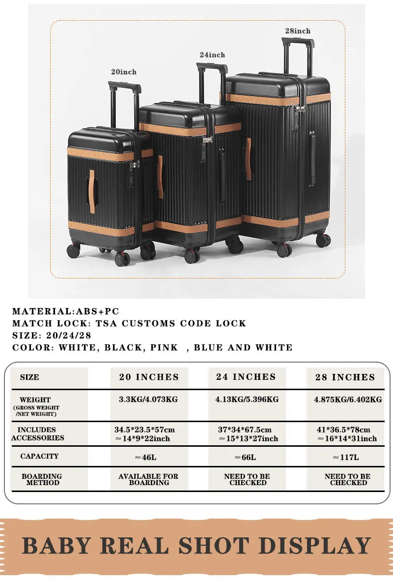 Unisex cabin bag with retractable handle and spinner wheels