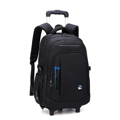 Black rolling backpack on a white background
