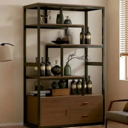 Modern and Minimalist Steel and Wood Partition Storage Combination