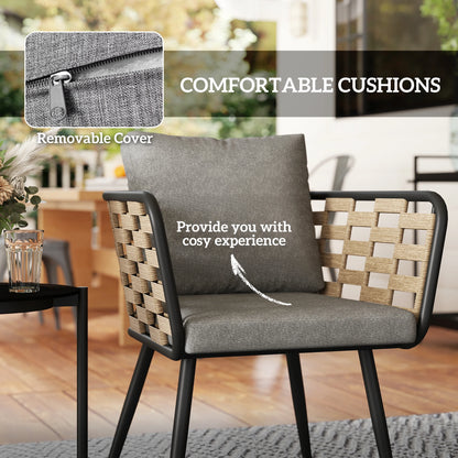 3-Piece Rattan Bistro Set with Cushions &amp; Glass Table