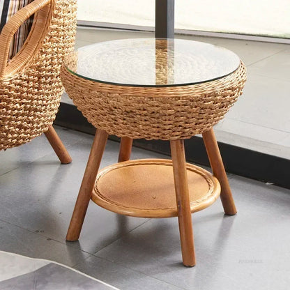 Natural rattan garden furniture set