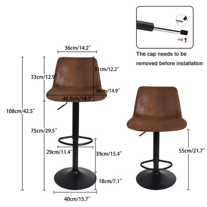 Set of 2 vintage bar stools in an antique finish