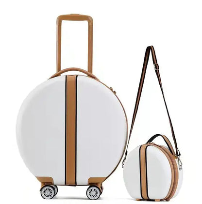 Rounded 18-inch cabin trolley luggage in ABS material with TSA lock.