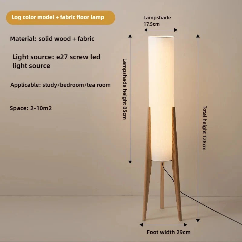 Floor lamp with dimensions and specifications on a plain background