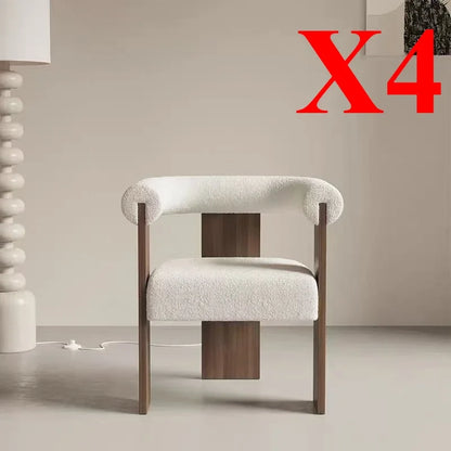 Luxury Lambskin Solid Wooden Dining Chair Modern Comfort for Homes