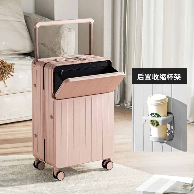 20&quot;-26&quot; Wide Pull Bar Suitcase Front-Opening Suitcase