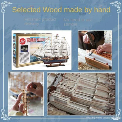 Pre-assembled wooden ship model inspired by Age of Voyages