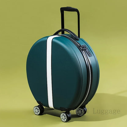 Rounded 18-inch cabin trolley luggage in ABS material with TSA lock.