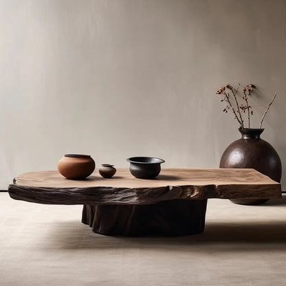 Wabi Stillwind Wood Coffee Table  Solid Antique Modern Living Room Décor