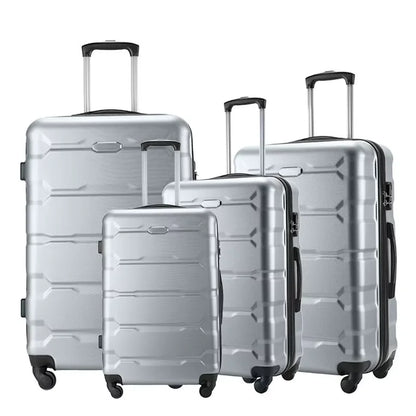 2025 lightweight 4-piece luggage set in ABS+PC material with spinner wheels.